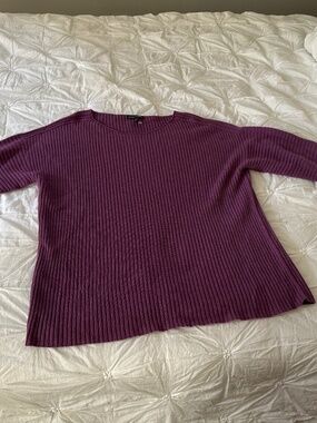 Eileen Fisher Fuchsia ribbed cashmere sweater L